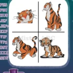 Aladdin Rajah Tiger Various Portraits And Full Body Majestic Poses Character - Filled Embroidery Design - Instant Download