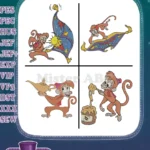 Disney Aladdin Abu Monkey Magic Carpet Ride Sorcerer Jafar Staff Honey Pot - Filled Embroidery Design - Instant Download