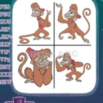Disney Aladdin Abu Monkey Expressive Poses Thinking Happy Surprised Character Designs - Filled Embroidery Design - Instant Download