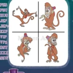 Disney Aladdin Abu Monkey Various Sitting And Standing Poses Cute Mischief Bundle - Filled Embroidery Design - Instant Download