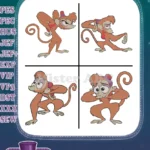 Disney Aladdin Abu Monkey Dynamic Poses Thinking Scheming Playful Antics Set - Filled Embroidery Design - Instant Download