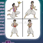 Disney Aladdin Various Poses Holding Lamp Street Rat Attire Heroic Stances Set - Filled Embroidery Design - Instant Download