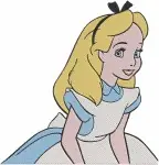 Alice In Wonderland Alice Portrait Sitting And Falling Down The Rabbit Hole - Filled Embroidery Design - 549