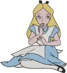 Alice In Wonderland Alice Portrait Sitting And Falling Down The Rabbit Hole - Filled Embroidery Design - 550