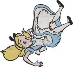 Alice In Wonderland Alice Portrait Sitting And Falling Down The Rabbit Hole - Filled Embroidery Design - 551