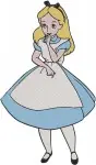 Alice In Wonderland Alice Various Classic Standing And Curtsying Character Poses - Filled Embroidery Design - 554