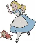 Alice In Wonderland Alice With Cat Dinah And Playing Croquet With Flamingo - Filled Embroidery Design - 565