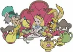 Alice In Wonderland March Hare And Dormouse At The Mad Tea Py Characters - Filled Embroidery Design - 582