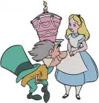 Alice In Wonderland Mad Tea Py Group In Teacup Alice Mad Hatter Dormouse - Filled Embroidery Design - 588