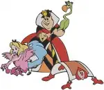 Alice In Wonderland Alice With Queen Of Hes Playing Card Soldier Flamingo - Filled Embroidery Design - 592