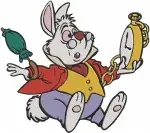 Alice In Wonderland White Rabbit Late For Important Date Various Running Poses - Filled Embroidery Design - 625