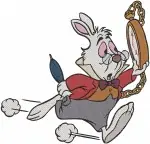 Disney Alice Wonderland White Rabbit Trumpet Watch Throne Stled Herald Set - Filled Embroidery Design - 634