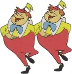 Disney Alice Wonderland Alice Tweedledee Tweedledum Cards Interaction Quirky Trio - Filled Embroidery Design - 637