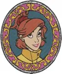 Disney Beauty Beast Belle Portraits Oval Frames Sleeping Reading Princess - Filled Embroidery Design - 641