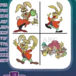 Alice In Wonderland March Hare And Dormouse At The Mad Tea Py Characters - Filled Embroidery Design - Instant Download
