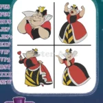 Alice In Wonderland Queen Of Hes Various Angry And Regal Character Poses - Filled Embroidery Design - Instant Download