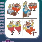 Disney Alice Wonderland Alice With Tweedledee Tweedledum Playing Cards Friends Collection - Filled Embroidery Design - Instant Download