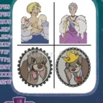 Disney Classic Mix Cinderella Tremaine Lady Tramp Jock Trusty Dog Portraits Bundle - Filled Embroidery Design - Instant Download