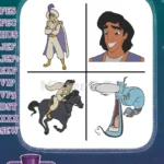 Disney Aladdin Prince Ali On Horse Abu Genie Out Of Lamp Close Up Character Designs - Filled Embroidery Design - Instant Download