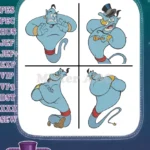 Disney Aladdin Genie Classic Poses Thumbs Up Flight Top Hat Magical Being Bundle - Filled Embroidery Design - Instant Download