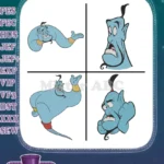 Aladdin Genie Of The Lamp Various Transformations And Funny Expressions Clip - Filled Embroidery Design - Instant Download