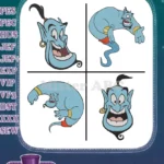 Aladdin All Powerful Genie Classic Character Poses And Joyful Antics Assortment - Filled Embroidery Design - Instant Download