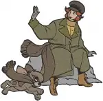 Disney Lady Tramp Scamp Puppy Action Jumping Running Energetic Dog - Filled Embroidery Design - 667