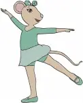 Disney Classic Animation Mice Ballerinas Dancing Poses Elegant Ballet Pink Blue Designs - Filled Embroidery Design - 671