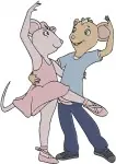 Disney Classic Animation Mice Ballerinas Dancing Poses Elegant Ballet Pink Blue Designs - Filled Embroidery Design - 672