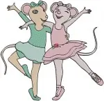 Disney Classic Animation Mice Ballerinas Dancing Poses Elegant Ballet Pink Blue Designs - Filled Embroidery Design - 674