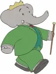 Babar The Elephant King Young Babar With Mother Adult Standing Poses Classic - Filled Embroidery Design - 690
