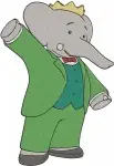 Babar The Elephant King Young Babar With Mother Adult Standing Poses Classic - Filled Embroidery Design - 691
