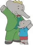 Babar The Elephant King Young Babar With Mother Adult Standing Poses Classic - Filled Embroidery Design - 692