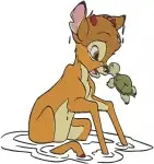 Disney Bambi Young Fawn In Nature With Flowers Lying Down Gentle Deer Bundle - Filled Embroidery Design - 705