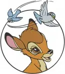 Disney Bambi Young Fawn Butterfly Birds Forest Friends Innocent Deer Life Set - Filled Embroidery Design - 709