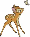 Disney Bambi Young Fawn With Butterfly Various Standing Poses Cute Deer Collection - Filled Embroidery Design - 710