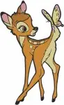 Disney Bambi Young Fawn With Butterfly Various Standing Poses Cute Deer Collection - Filled Embroidery Design - 712