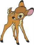 Disney Bambi Young Fawn Deer Alert Standing Looking Poses Innocent Creature - Filled Embroidery Design - 721
