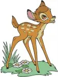 Disney Bambi Young Fawn Nature Scenes Flowers Butterflies Bluebirds Forest - Filled Embroidery Design - 742
