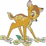 Disney Bambi Young Fawn Nature Scenes Flowers Butterflies Bluebirds Forest - Filled Embroidery Design - 744
