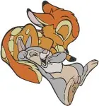 Bambi The Young Fawn And Thumper The Rabbit Playful Woodland Adventures - Filled Embroidery Design - 752