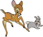 Bambi The Young Fawn And Thumper The Rabbit Playful Woodland Adventures - Filled Embroidery Design - 754