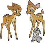 Bambi The Fawn And Thumper The Bunny Charming Poses And Interactions Clip - Filled Embroidery Design - 759