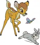 Bambi The Fawn And Thumper The Bunny Charming Poses And Interactions Clip - Filled Embroidery Design - 760