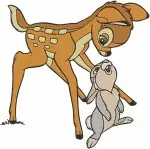 Bambi The Fawn And Thumper The Bunny Charming Poses And Interactions Clip - Filled Embroidery Design - 761