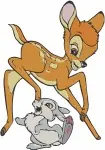 Bambi And Friends Thumper Flower Group Shots And Individual Character Poses - Filled Embroidery Design - 763