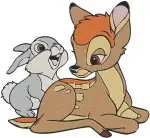 Bambi And Friends Thumper Flower Group Shots And Individual Character Poses - Filled Embroidery Design - 764