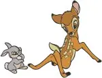 Bambi And Friends Thumper Flower Group Shots And Individual Character Poses - Filled Embroidery Design - 765