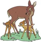 Bambi With Mother Deer And Forest Friends Thumper Flower Woodland Family - Filled Embroidery Design - 775