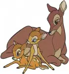 Bambi With Mother Deer And Forest Friends Thumper Flower Woodland Family - Filled Embroidery Design - 776